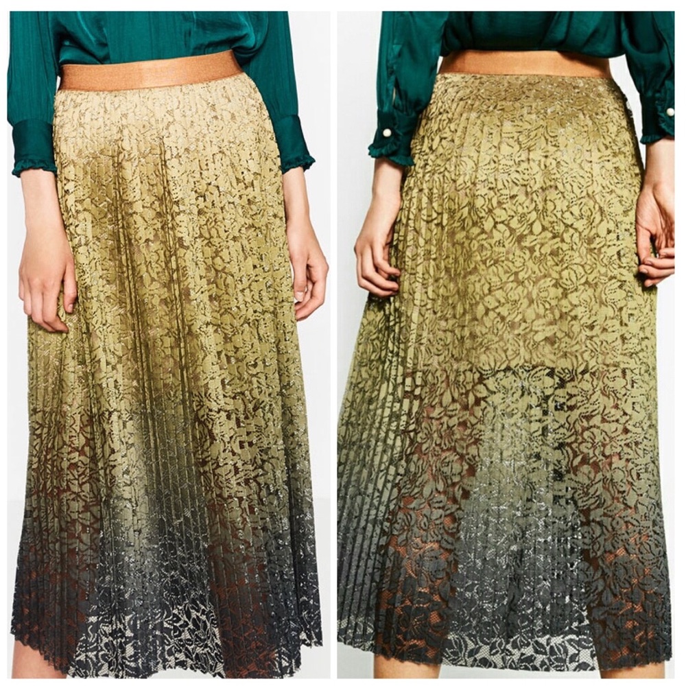 ZARA Pleated Ombré Skirt, Small, NWT